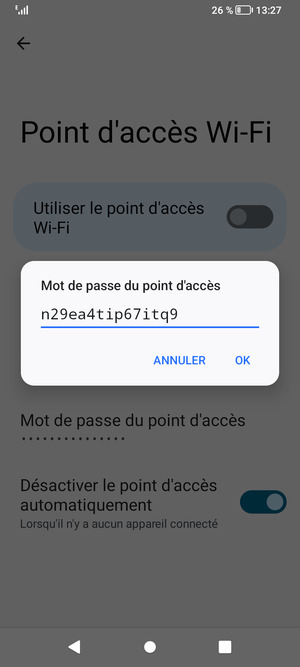 Saisissez un mot de passe de hotspot Wi-Fi d'au moins 8 caractères et sélectionnez OK