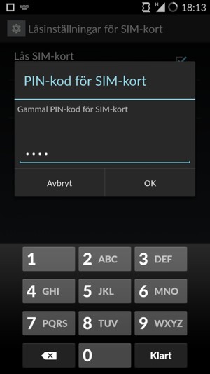 Ange Gammal PIN-kod för SIM-kort och välj OK