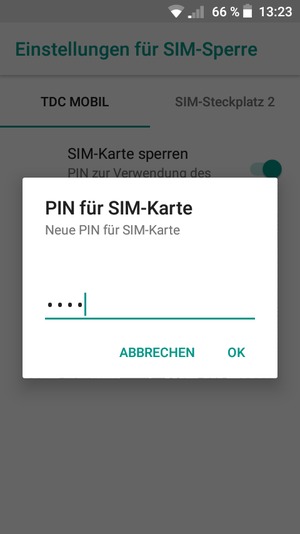 Geben Sie Ihre Neue PIN der SIM-Karte ein und wählen Sie OK