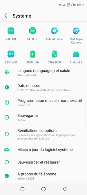 Faites défiler et sélectionnez Mises à jour du logiciel système