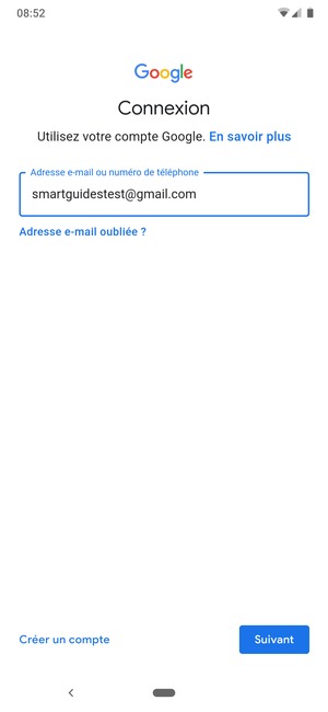 Saisissez votre adresse Gmail et sélectionnez Suivant