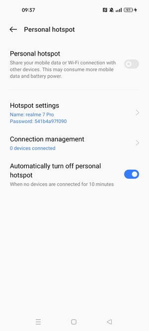 Turn on Personal hotspot