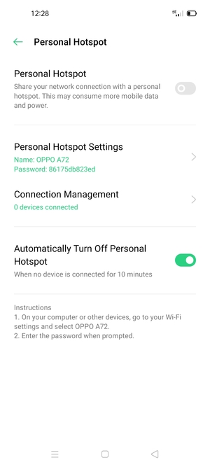 Turn on Enable Your Personal Hotspot