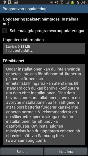Om din telefon inte är uppdaterad, välj Installera