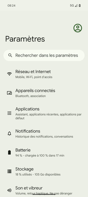 Sélectionnez Réseau et Internet