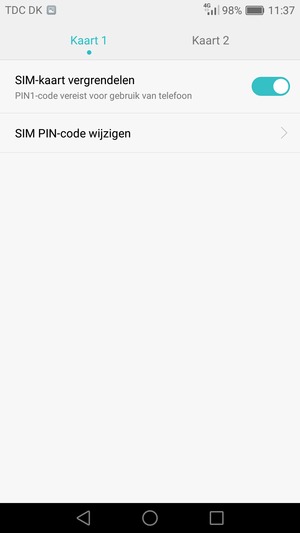 Selecteer Kaart 1 of Kaart 2 en selecteer SIM PIN-code wijzigen