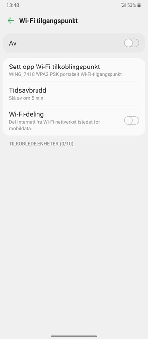 Velg Sett opp Wi-Fi tilkoblingspunkt