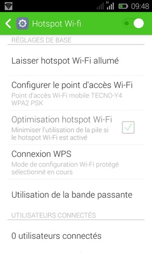 Votre téléphone est maintenant configuré pour être utilisé comme modem