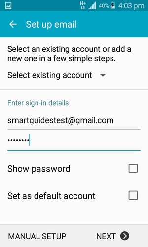 Enter your Gmail or Hotmail address and Password. Select NEXT