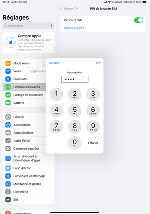 Saisissez votre Nouveau PIN et sélectionnez OK