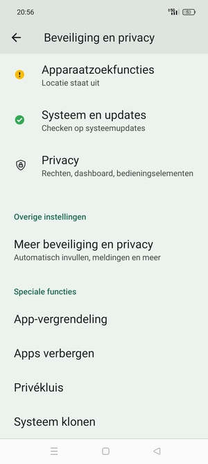 Scroll naar en selecteer Meer beveiliging en privacy