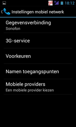 Selecteer 3G-service