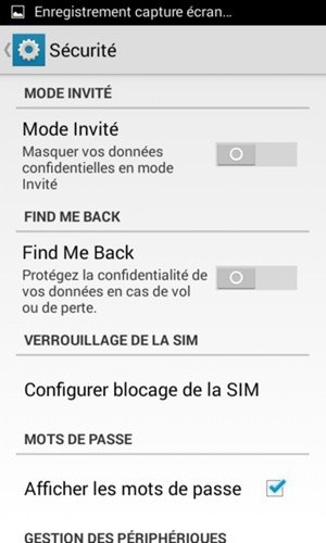 Sélectionnez Configurer blocage de la SIM