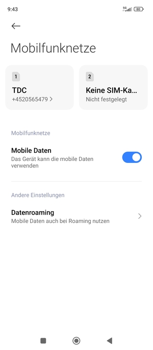 Wählen Sie Datenroaming