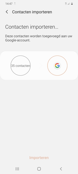 Uw contactpersonen worden opgeslagen naar uw Google-account en naar uw telefoon de volgende keer dat Google gesynchroniseerd wordt.