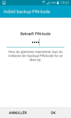 Bekræft din Backup PIN-kode og vælg OK