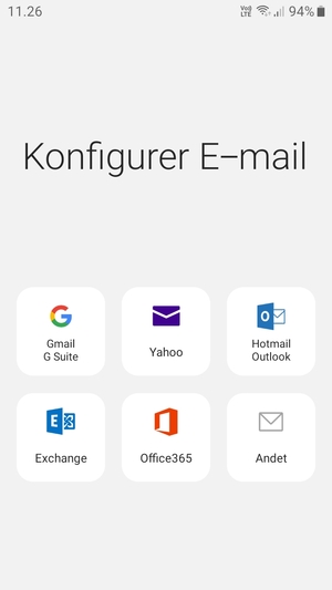 Vælg Gmail G Suite