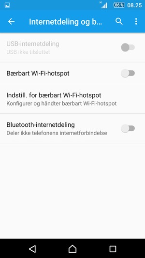 Vælg Indstill. for bærbart Wi-Fi-hotspot