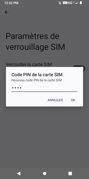 Saisissez votre Nouveau code PIN de la carte SIM et sélectionnez OK