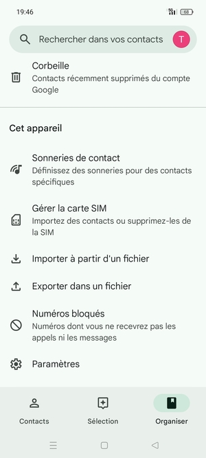 Faites défiler et sélectionnez Gérer la carte SIM