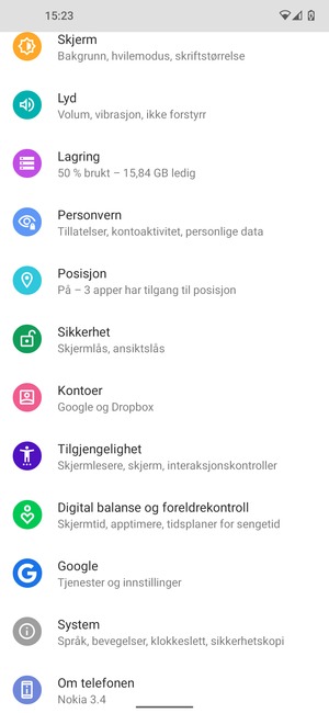Bla til og velg Sikkerhet