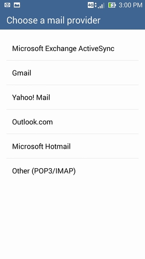 Select Gmail or Microsoft Hotmail