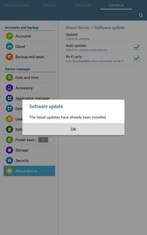 If your tablet is up to date, select OK