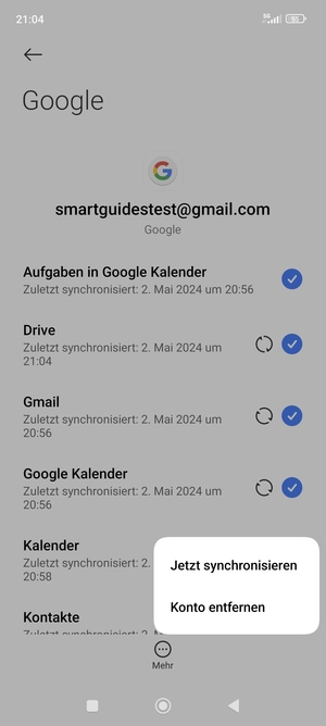 Wählen Sie Jetzt synchronisieren