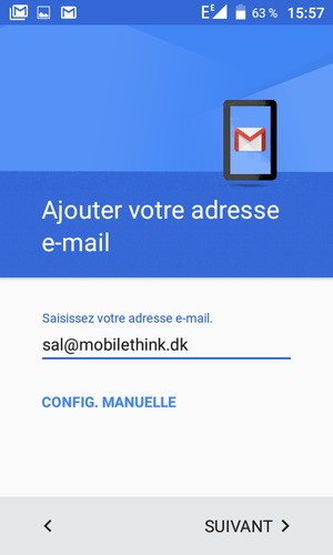 Saisissez votre adresse e-mail et sélectionnez SUIVANT