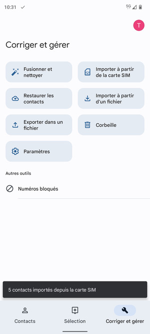 Vos contacts vont être enregistrés sur votre compte Google et dans votre téléphone lors de la prochaine synchronisation de Google.