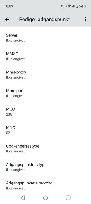 Scroll ned og indtast MMS-oplysninger