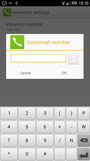 Enter the Voicemail number and select OK
