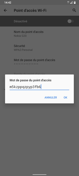 Saisissez un mot de passe de hotspot Wi-Fi d'au moins 8 caractères et sélectionnez OK