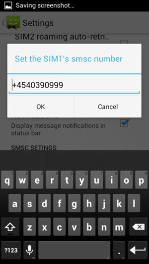 Enter the SIM's smsc number and select OK