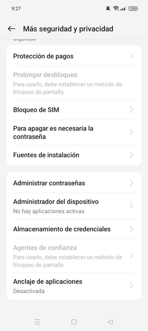 Desplácese y seleccione Bloqueo de SIM