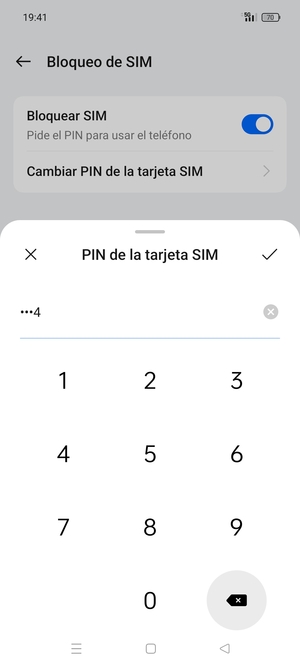 Introduzca su Nuevo PIN de la tarjeta SIM y seleccione Aceptar