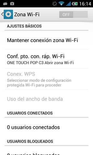Configurar Zona Wi-Fi en ON