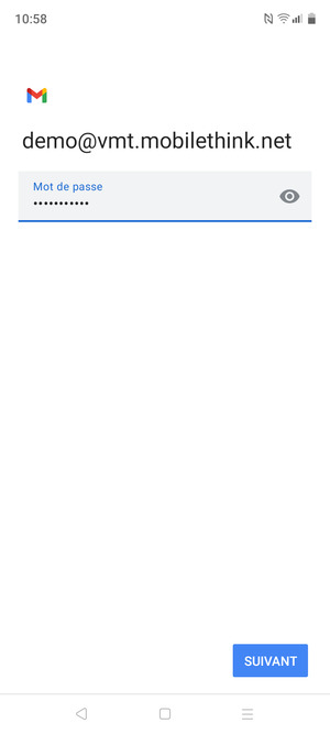 Saisissez votre mot de passe et sélectionnez SUIVANT
