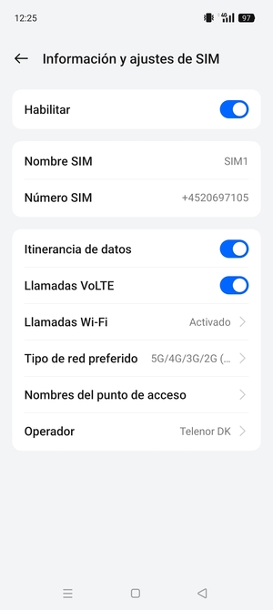 Activar o desactivar Itinerancia de datos