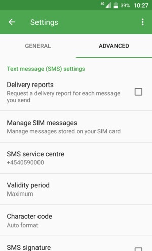 Select SMS service centre