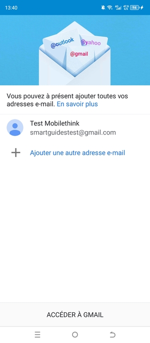 Sélectionnez ACCÉDER Á GMAIL