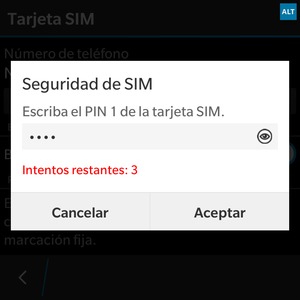 Introduzca el PIN de su tarjeta SIM y seleccione Aceptar