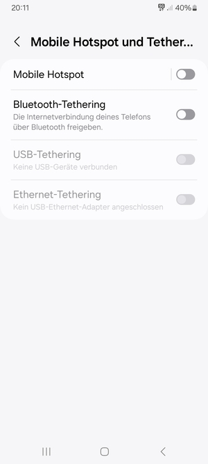 Wählen Sie Mobile Hotspot