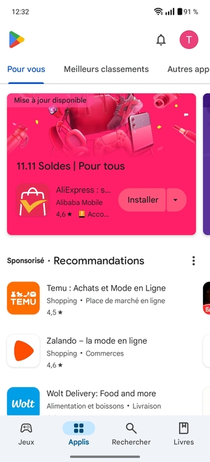 Sélectionnez Rechercher