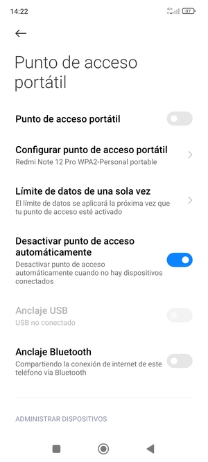 Seleccione Configurar punto de acceso portátil