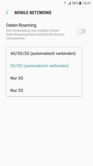 Wählen Sie die gewünschte Option