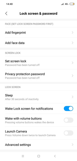 Select Set screen lock
