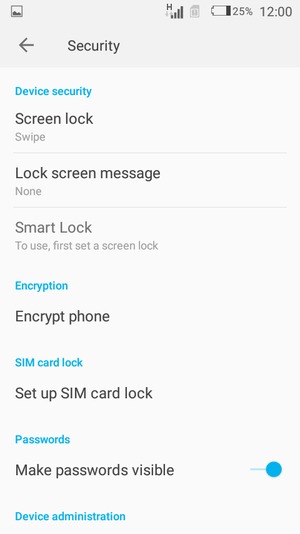 Select Screen lock