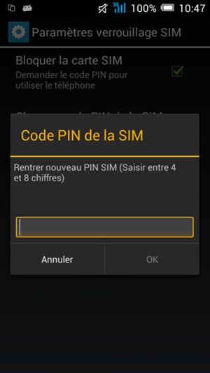 Veuillez confirmer votre Nouveau PIN SIM et sélectionner OK