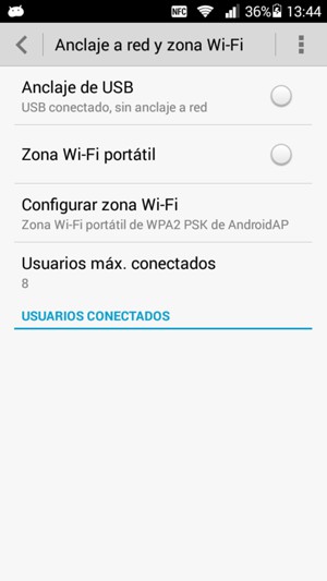 Marque la casilla de verificación Zona Wi-Fi portátil